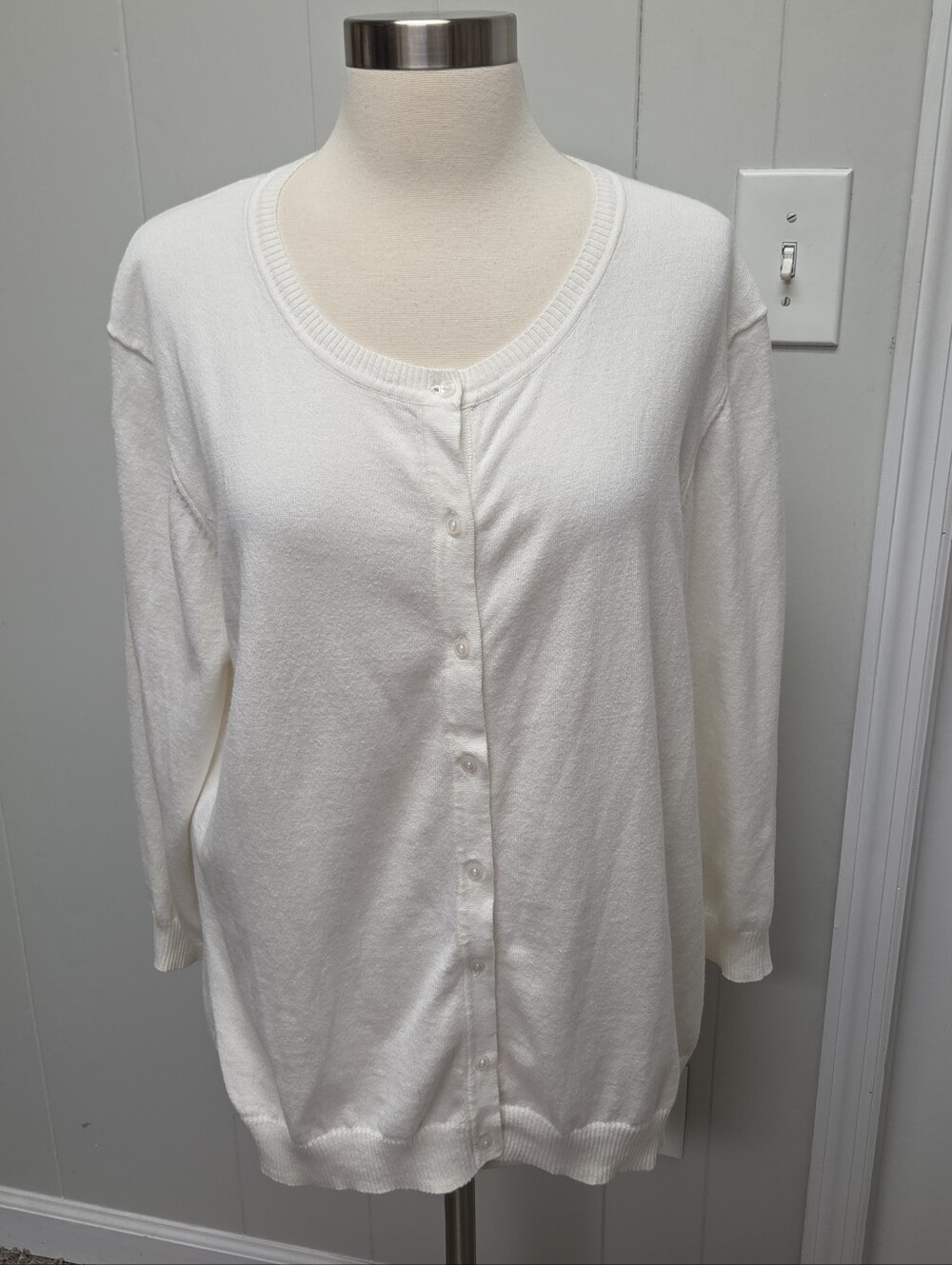 Van Heusen For Her Womens Cardigan XXL 100% Cotton Off-white Sweater
